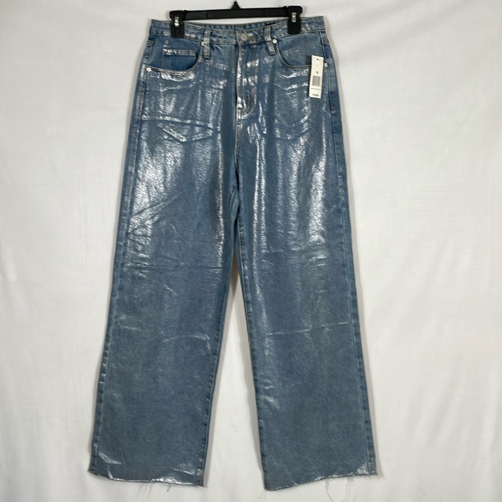 BLANK NYC Wide Leg Metallic Coated Jeans NWT NEW Size 30